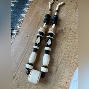 Vintage mother of pearl inlay and wood necklace.